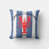 Coussin "SIMPLEMENT ÉPATANT" Red Lobster sur Rayures de De (Recto)
