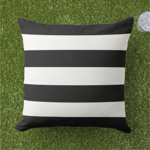 Coussin Simples bandes horizontales noires et blanches cla