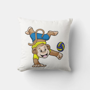 Coussin Singe aux sports avec volleyball