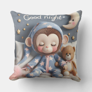 Coussin Singe avec ours en peluche, collection par Natasha