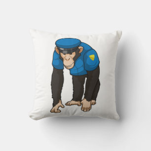 Coussin Singe comme policier avec Uniforme