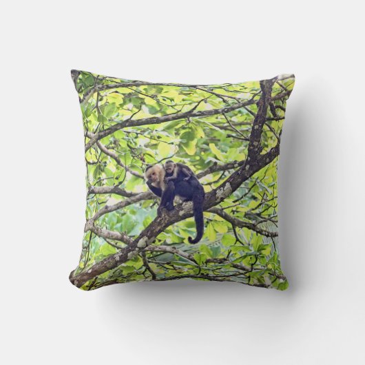 Coussin Singe et bébé de mère dans la jungle (Recto)
