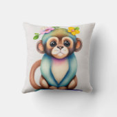 Coussin singe mignon, peinture à l'aquarelle (Verso)