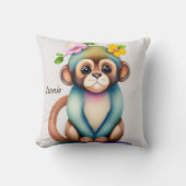 Coussin singe mignon, peinture à l'aquarelle (Recto)