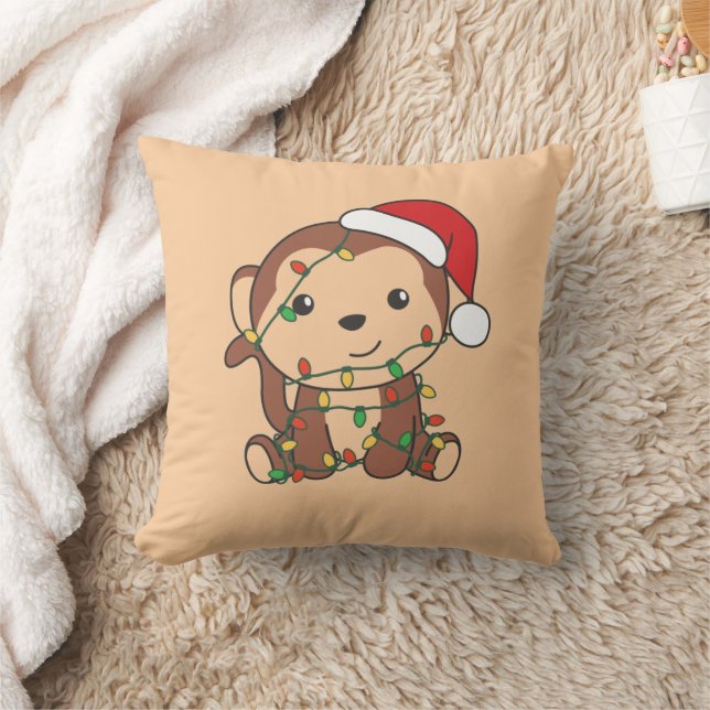 Coussin Singe Noël Animaux d'hiver Singes Lancer la pilule (Couverture)