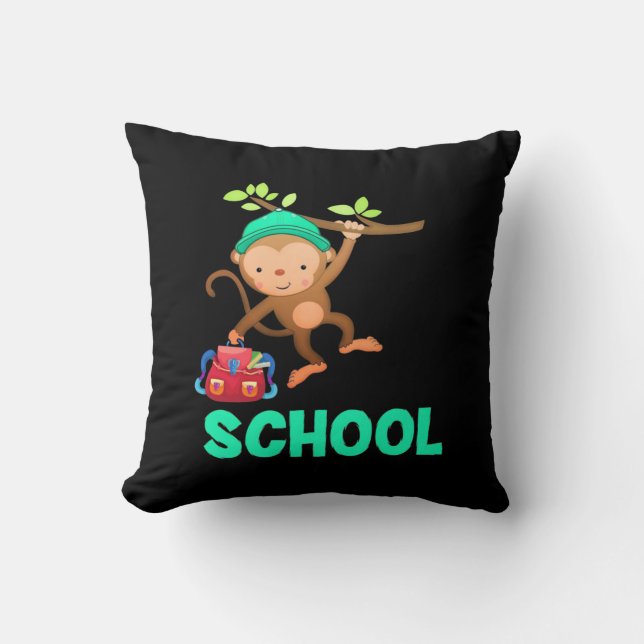 Coussin Singe retour à l'école (Recto)