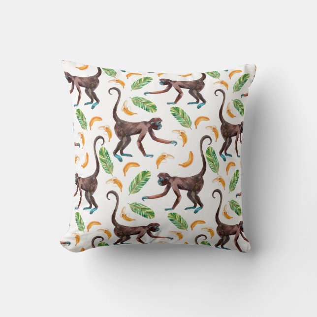 Coussin Singes doux jonglant des bananes (Recto)