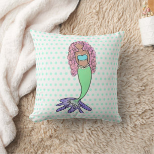 Coussin sirène arc-en-ciel rose bleu pourpre vert noir bou