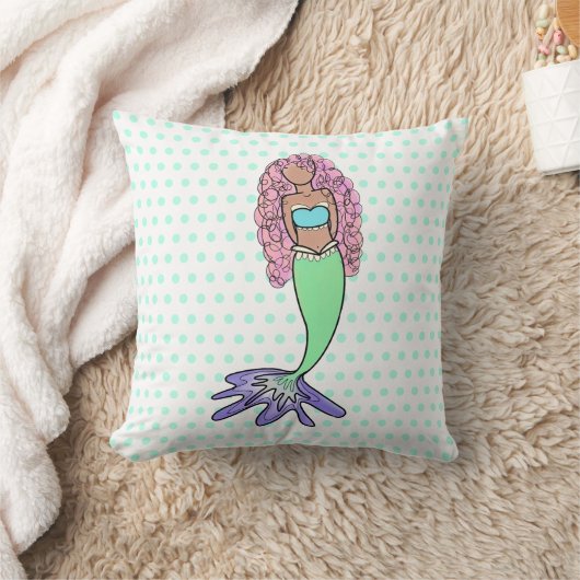 Coussin sirène arc-en-ciel rose bleu pourpre vert noir bou (Couverture)