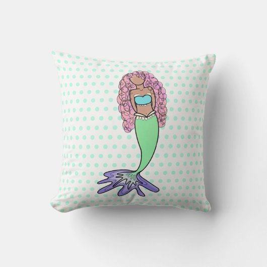 Coussin sirène arc-en-ciel rose bleu pourpre vert noir bou (Recto)