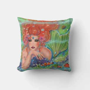 Coussin Sirène aux poissons tropicaux par Renee Lavoie