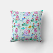 Coussin Sirène célébrant Noël avec des amis (Verso)