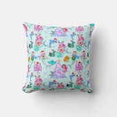 Coussin Sirène célébrant Noël avec des amis (Recto)