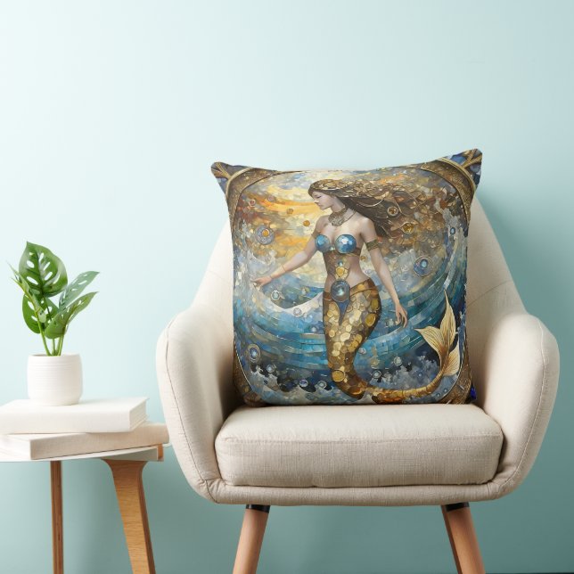 Coussin Sirène dans les vagues de l'océan (Chaise)