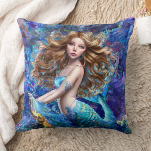 Coussin Sirène de la déesse de la mer Nymphe Siren sous l'