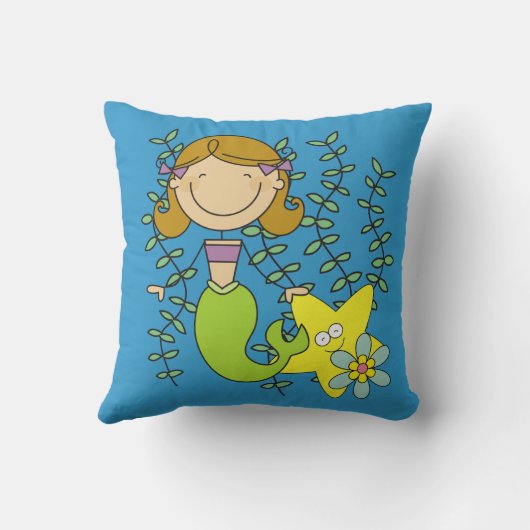 Coussin Sirène d'une chevelure de Brown (Verso)