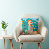 Coussin Sirène et dauphins sous la mer fête d'anniversaire (Chaise)
