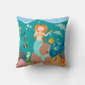 Coussin Sirène et dauphins sous la mer fête d'anniversaire (Verso)