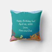 Coussin Sirène et dauphins sous la mer fête d'anniversaire (Verso)