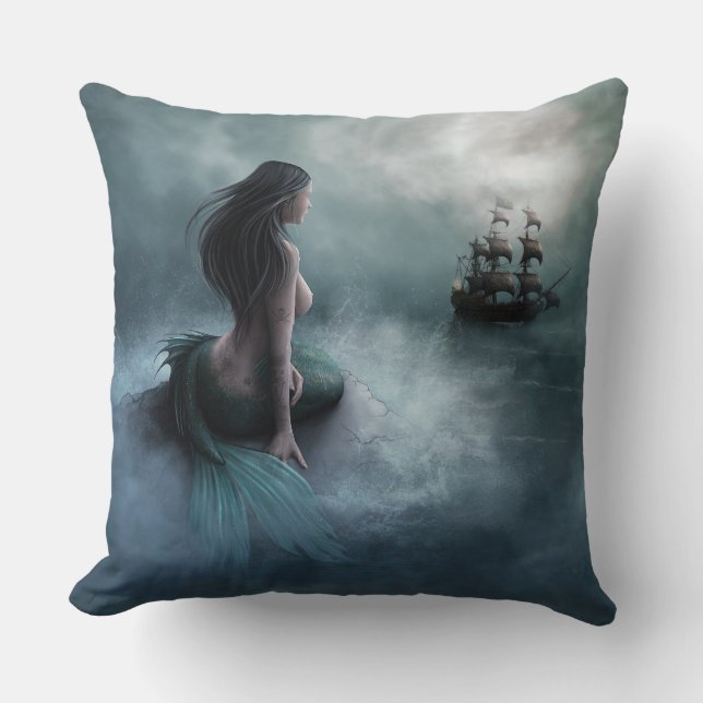 Coussin Sirène et navire pirate (Recto)