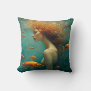 Coussin Sirène et poisson d'or