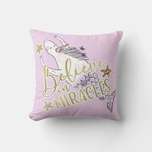 Coussin Sirène Licorne Moderne Tendance Croire aux Miracle
