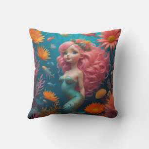 Coussin Sirène mignonne rose