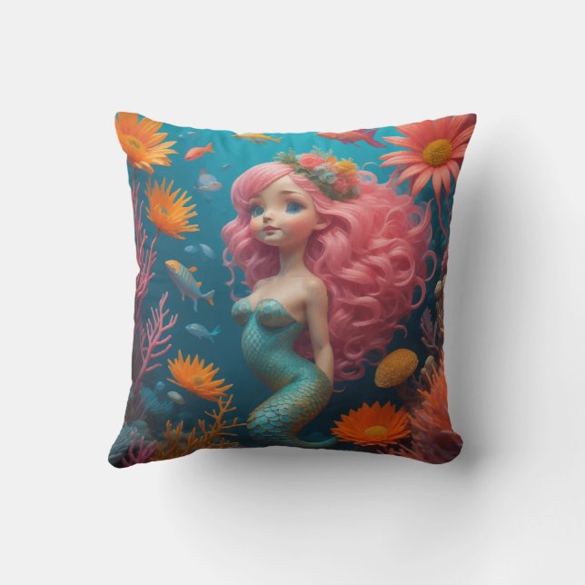 Coussin Sirène mignonne rose (Verso)