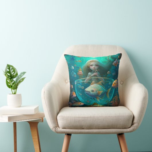 Coussin Sirène nager avec le poisson mignon pilon jetez (Chaise)
