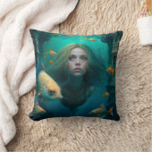 Coussin Sirène nager avec le poisson mignon pilon jetez (Couverture)