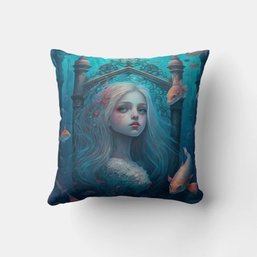 Coussin Sirène nager avec le poisson mignon pilon jetez (Verso)