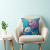 Coussin Sirène nager avec le poisson mignon pilon jetez (Chaise)