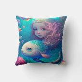 Coussin Sirène nager avec le poisson mignon pilon jetez (Verso)