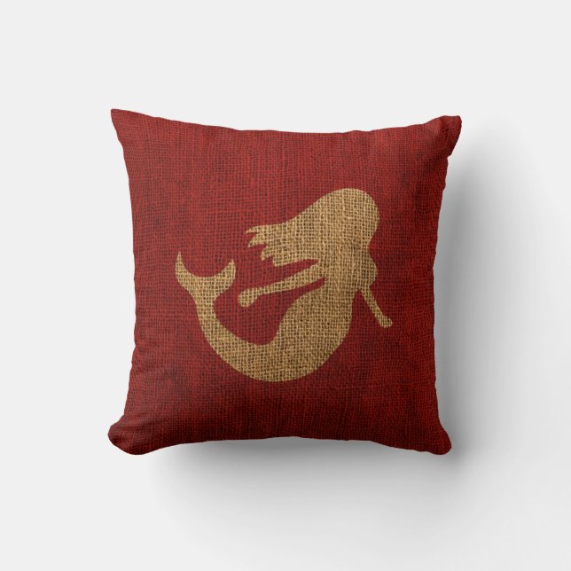 Coussin Sirène - rouge rustique (Recto)