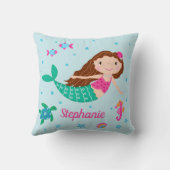 Coussin Sirène Sous La Mer Bleu Personnalisé (Verso)