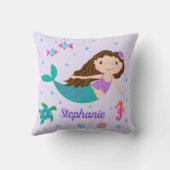 Coussin Sirène Sous La Mer Personalisé Violet (Verso)
