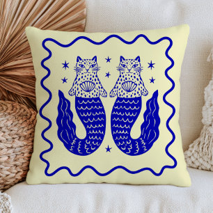 Coussin Sirènes Léopard Bleu Fantaisie Nautilus Océan