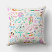 Coussin Sirènes, Narval, glace, beignets, barbe à papa (Verso)