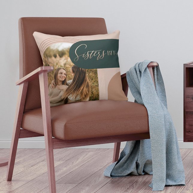 Coussin Sisters BFFS Géométrique Arc Concentré Photo (Créateur téléchargé)