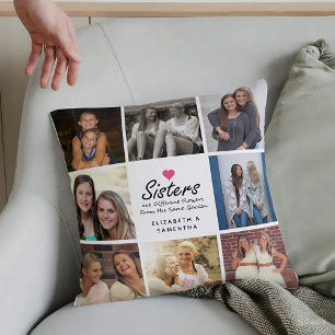 Coussin Sisters Script Citation Hot Rose Heart Photo Colla