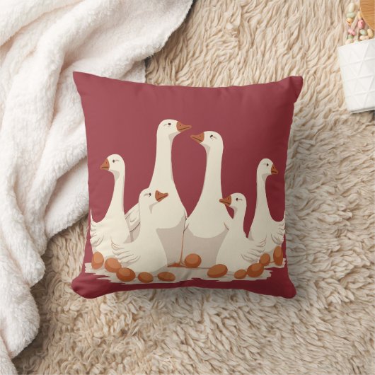 Coussin Six oies pondent Cut-Out de style stencil 2 (Couverture)