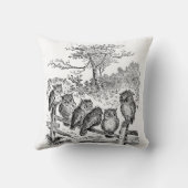 Coussin Six petits hiboux se reposant sur une barrière (Verso)