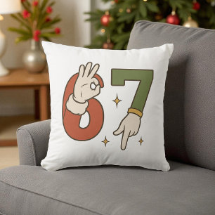 Coussin Six Seven 67 6 7 Santa Elfe Noël Meme