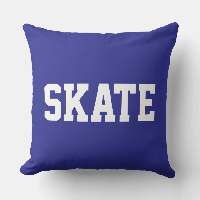 Coussin SKATE Fun Gras Athlétique Texte Blanc Sur Fond Ble (Recto)