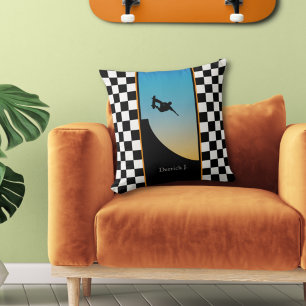 Coussin Skateboard À damiers Pillow