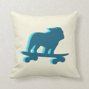 Coussin Skateboard English Bulldog Silhouette