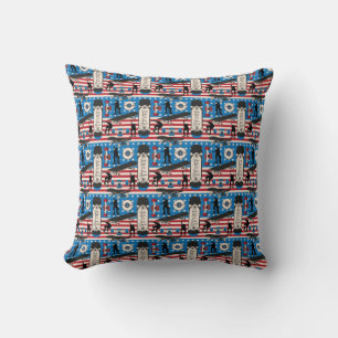 Coussin Skateboarding Patriotique Skateboardeur USA