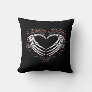 Coussin Skeleton Coeur main 4ème De L'Amérique Patriotique