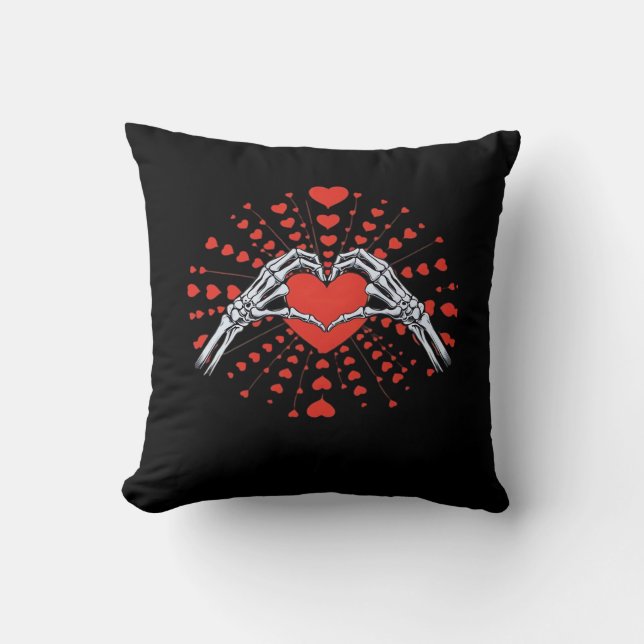Coussin Skeleton Coeur main Valentines Jour drôle 2025 Ent (Recto)