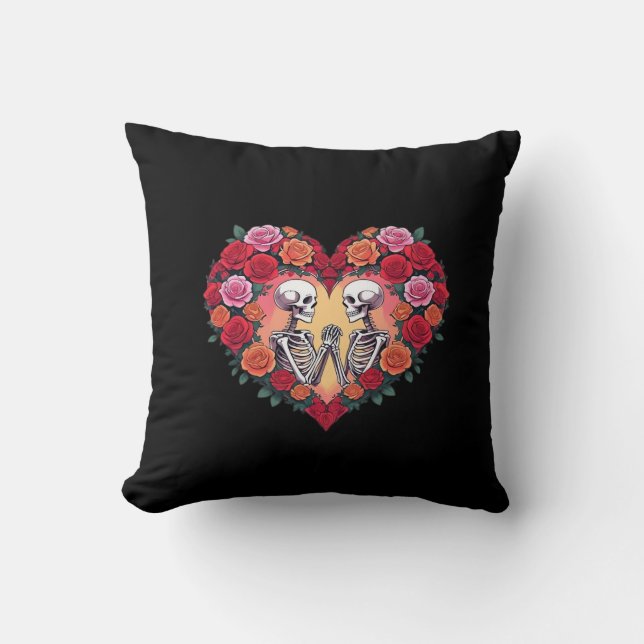 Coussin Skeleton Couple Tenant Les Mains Dans Un Coeur De  (Recto)